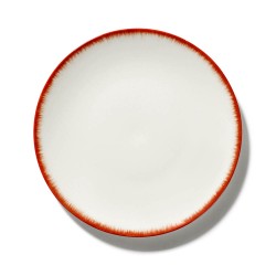 Serax Dé Ann Demeulemeester - Coffret de 2 Assiettes plates en porcelaine 24cm Blanc/Rouge V2