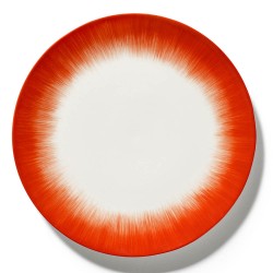 Serax Dé Ann Demeulemeester - Coffret de 2 Assiettes plates en porcelaine 28cm Blanc/Rouge V5