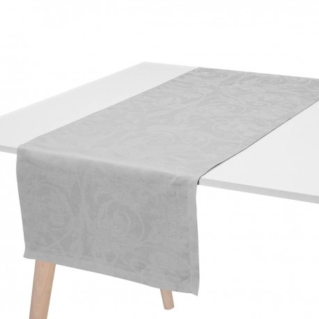 Chemin de table pur lin Tivoli Perle, Le Jacquard Français