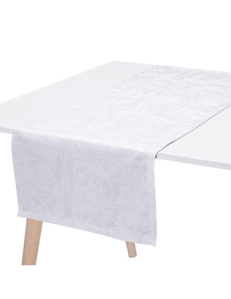 Chemin de table pur lin Tivoli Blanc, Le Jacquard Français