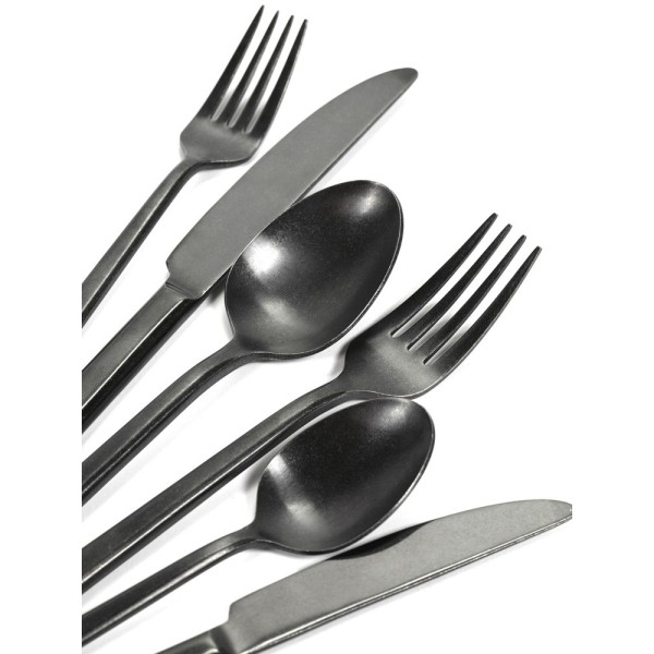 Ménagère inox 18/10 Noir Stonewash, Pure de Pascale Naessens - Serax