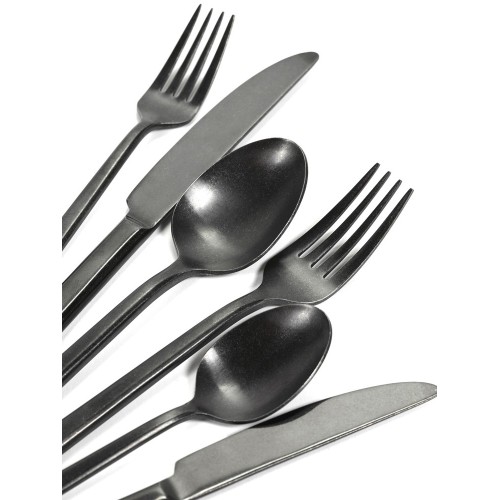 Ménagère inox 18/10 Noir Stonewash, Pure de Pascale Naessens - Serax
