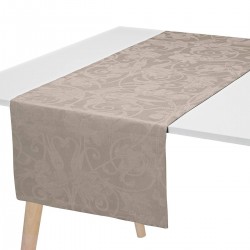 Chemin de table pur lin Tivoli Poivre gris, Le Jacquard Français