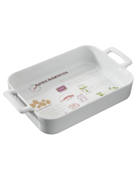 Plat four rectangulaire profond en porcelaine, Revol 