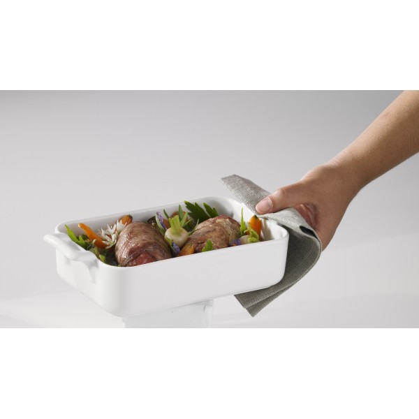 Plat four rectangulaire profond en porcelaine, Revol 