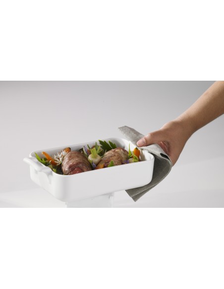 Plat four rectangulaire profond en porcelaine, Revol 