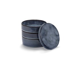 Set de 3 coupelles et couvercle céramique D14cm Pure Bleu indigo, Pascale Naessens