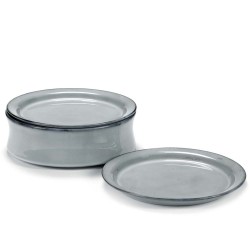 Set bol saladier 24 cm et 2 assiettes céramique Pure Bleu glacier, Pascale Naessens