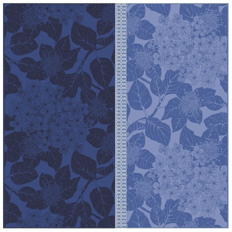 Serviettes de table coton Bio Hortensias Bleu, Garnier-Thiébaut 