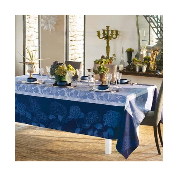 Nappe anti tache coton Bio Hortensias Bleu, Garnier-Thiébaut