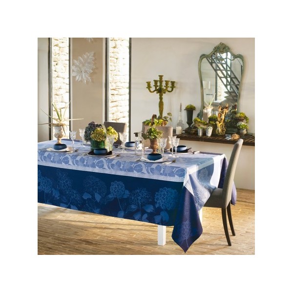 Nappe anti tache coton Bio Hortensias Bleu, Garnier-Thiébaut
