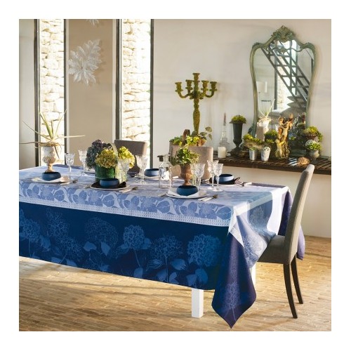 Nappe anti tache coton Bio Hortensias Bleu, Garnier-Thiébaut
