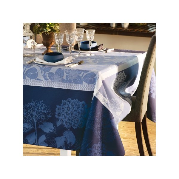 Nappe anti tache coton Bio Hortensias Bleu, Garnier-Thiébaut