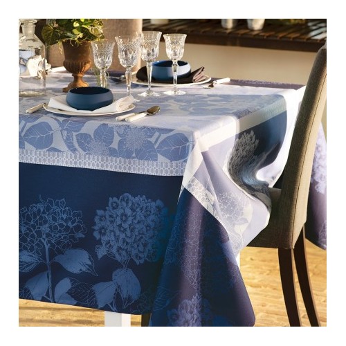 Nappe anti tache coton Bio Hortensias Bleu, Garnier-Thiébaut