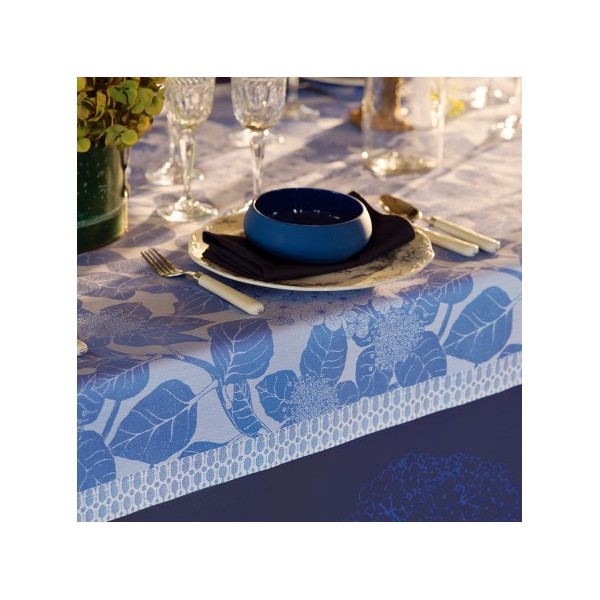 Nappe anti tache coton Bio Hortensias Bleu, Garnier-Thiébaut