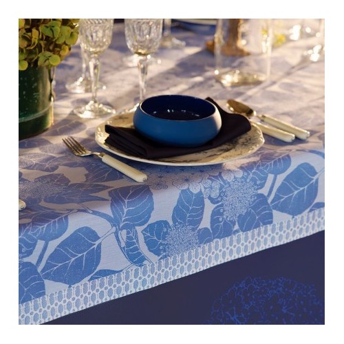 Nappe anti tache coton Bio Hortensias Bleu, Garnier-Thiébaut