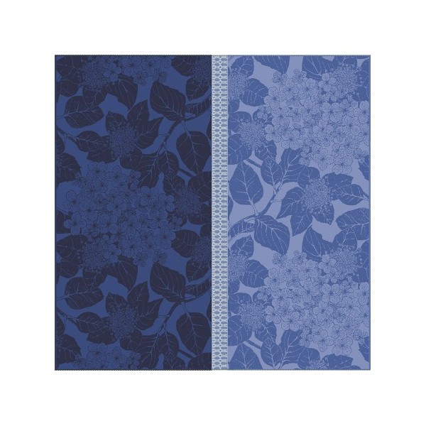 Serviettes de table coton Bio Hortensias Bleu, Garnier-Thiébaut