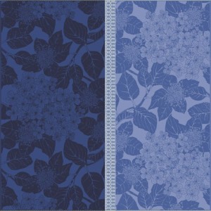 Chemin de table anti tache coton Bio Hortensias Bleu, Garnier-Thiébaut 2