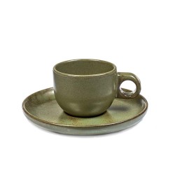 Tasse et sous-tasse à expresso grès émaillé Surface Camo Green, Serax par Sergio Herman