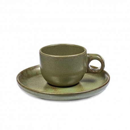 Tasse et sous-tasse à expresso grès émaillé Surface Camo Green, Serax par Sergio Herman