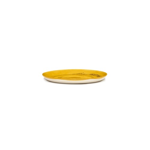 Serax Feast Ottolenghi - Assiettes dessert grès 22.5cm Tourbillon de points Jaune/Noir