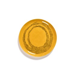 Feast Ottolenghi - Assiette plate grès 26.5cm Tourbillon de points Jaune/Noir, Serax