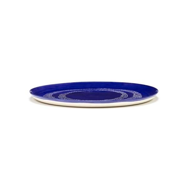 Serax - Plat rond grès 35cm Tourbillon de points Lapis Lazuli/Blanc Feast Ottolenghi