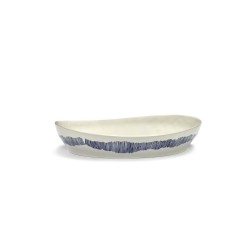 Feast Ottolenghi - Plat rond creux grès 30cm Tourbillon Blanc/Bleu