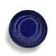 Feast Ottolenghi - Plat rond creux grès 36cm Tourbillon de points Lapis Lazuli/Blanc
