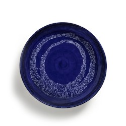 Plat rond creux grès 36cm Tourbillon de points Lapis Lazuli/Blanc Feast Ottolenghi, Serax