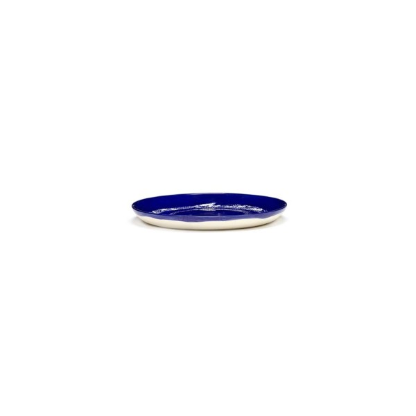 Feast Ottolenghi - Assiette dessert grès 19cm Tourbillon de points Lapis Lazuli/Blanc