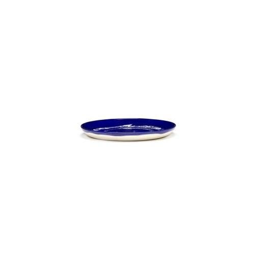 Feast Ottolenghi - Assiette dessert grès 19cm Tourbillon de points Lapis Lazuli/Blanc
