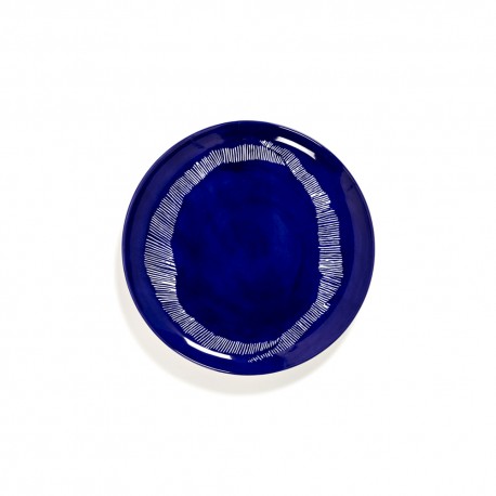 Feast Ottolenghi - Assiette plate grès 26.5cm Tourbillon de traits Lapis Lazuli/Blanc