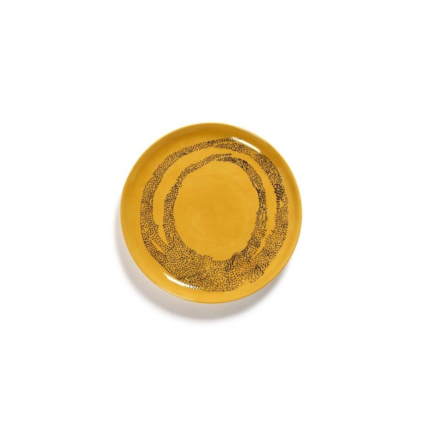 Feast Ottolenghi - Assiettes dessert grès 22.5cm Tourbillon de points Jaune/Noir, Serax