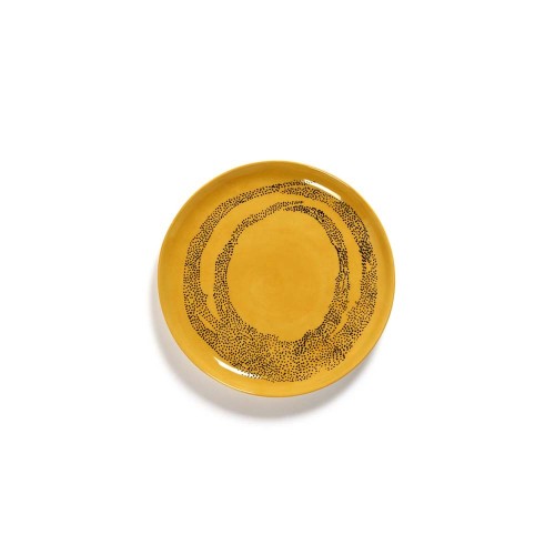 Feast Ottolenghi - Assiettes dessert grès 22.5cm Tourbillon de points Jaune/Noir, Serax