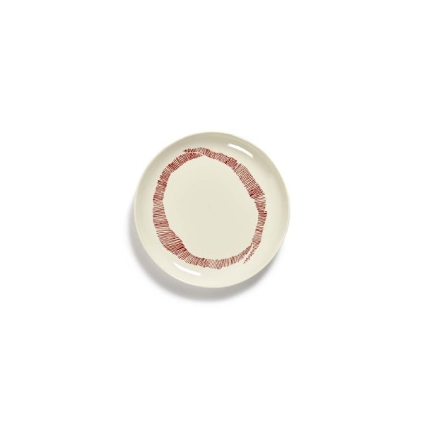 Feast Ottolenghi - Assiette dessert grès 19cm Tourbillon Blanc/Rouge
