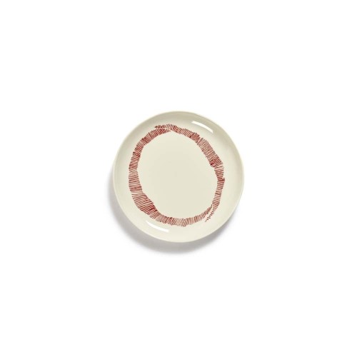 Feast Ottolenghi - Assiette dessert grès 19cm Tourbillon Blanc/Rouge