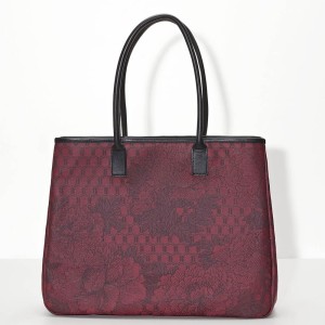 Sac cabas porté épaule Première Pivoine Bordeaux, Le Jacquard Français 2