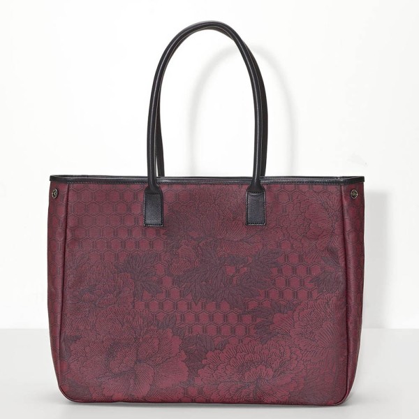 Sac cabas porté épaule Première Pivoine Bordeaux, Le Jacquard Français