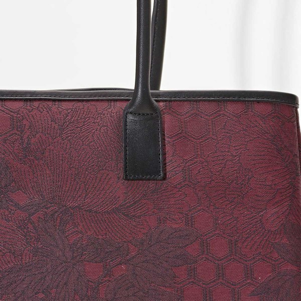 Sac cabas porté épaule Première Pivoine Bordeaux, Le Jacquard Français