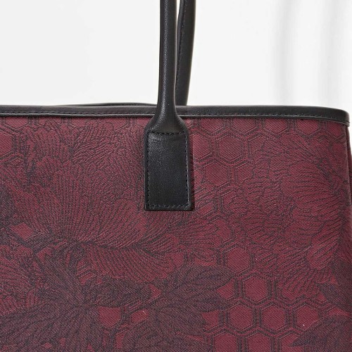 Sac cabas porté épaule Première Pivoine Bordeaux, Le Jacquard Français
