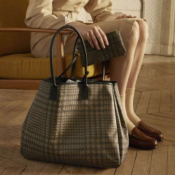 Sac cabas porté épaule Première Prince Beige, Le Jacquard Français