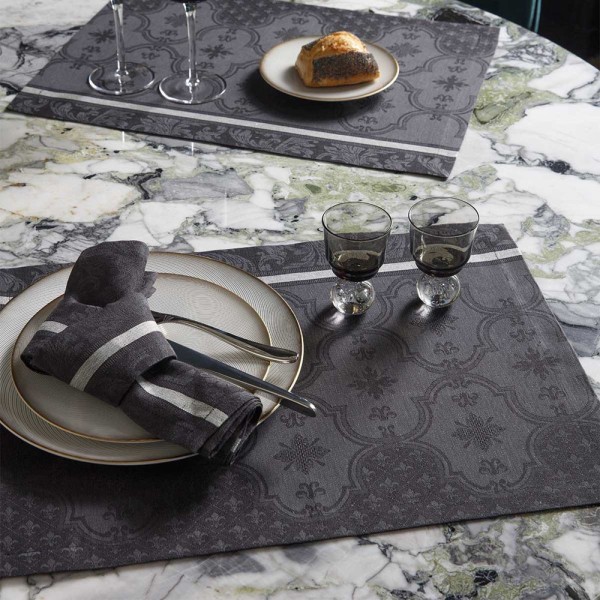 Sets de table design  pur lin Armoiries Jais, Le Jacquard Français