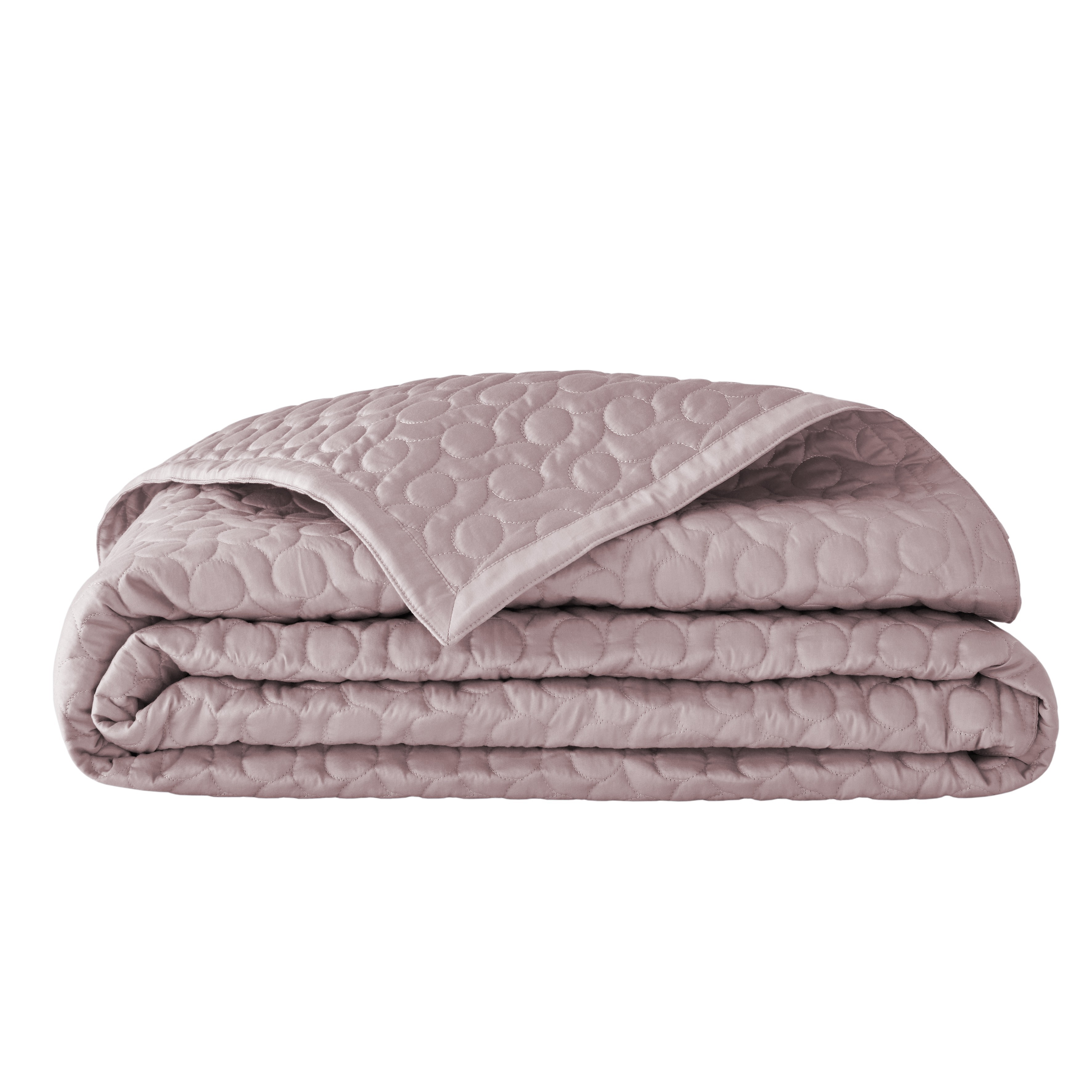 Couverture Réversible 200x200 Cm - Rose Poudré/Gris Avec Pompons - Polyester Lavable