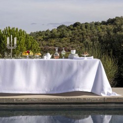 Nappe sur mesure Portofino Bianco pur lin laize 180cm, Le Jacquard Français