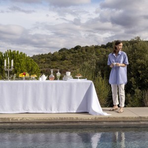 Tissu sur mesure Portofino Bianco pur lin laize 180cm, Le Jacquard Français 2