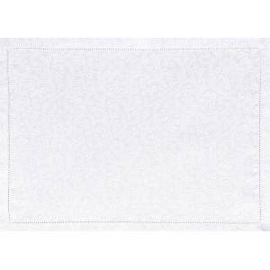 Serviettes de table Portofino Fiori Bianco pur lin, Le Jacquard Français 2