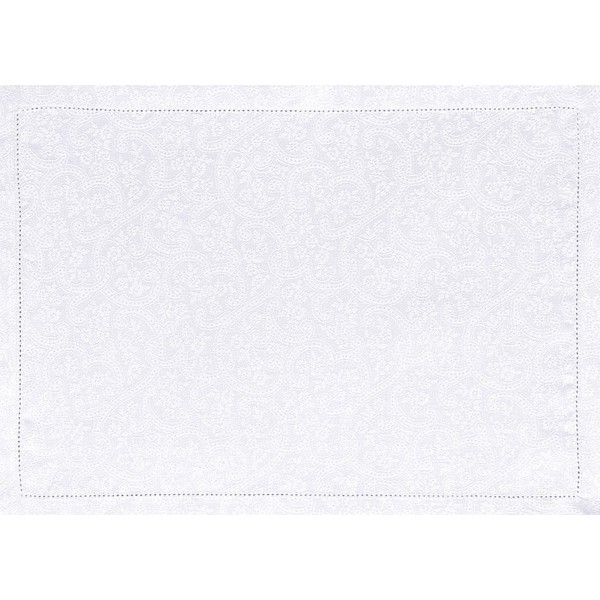 Serviettes de table Portofino Fiori Bianco pur lin, Le Jacquard Français