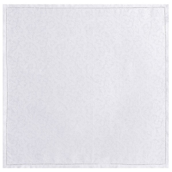 Serviettes de table pur lin Portofino Fiori Bianco, Le Jacquard Français