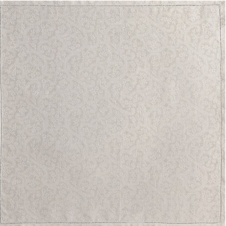 Serviettes de table Portofino Fiori Sabbia pur lin, Le Jacquard Français